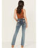 Image #1 - Grace in LA Women's Medium Wash Floral Embroidered Mid Rise Bootcut Stretch Denim Jeans, Medium Wash, hi-res