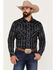 Image #1 - Rock & Roll Denim Men's Southwestern Stretch Long Sleeve Snap Shirt , Charcoal, hi-res
