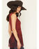 Image #2 - Idyllwind Women's Whitsett Cutout Faux Suede Fringe Tank Top, Cherry, hi-res