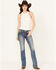 Image #3 - Miss Me Women's Dark Wash Mid Rise Bootcut Stretch Denim Jeans, Dark Wash, hi-res