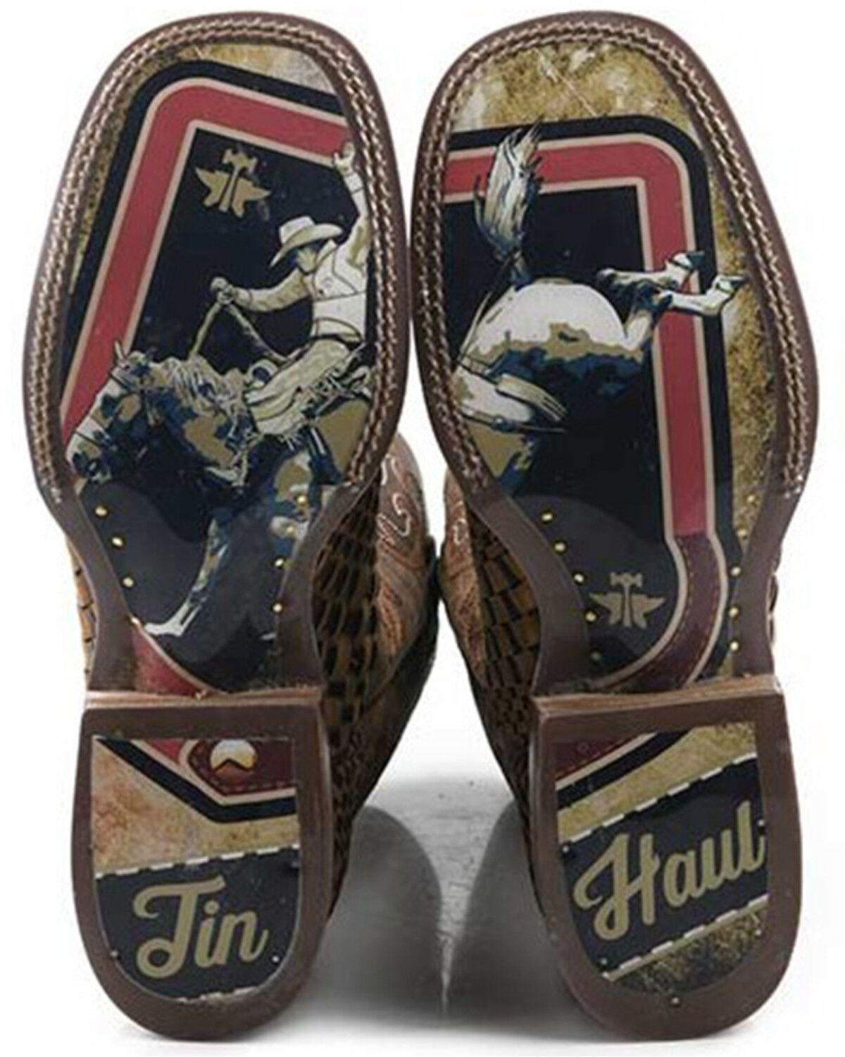 Image #2 - Tin Haul Men's Dream Weaver Bronc Rider Western Boots - Broad Square Toe, Tan, hi-res