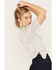 Image #4 - POL Women's Sequin Button Up Top, White, hi-res
