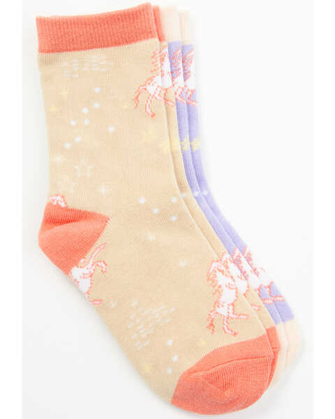 Shyanne Girls' Unicorn Crew Socks - 2-Pack, Cream, hi-res