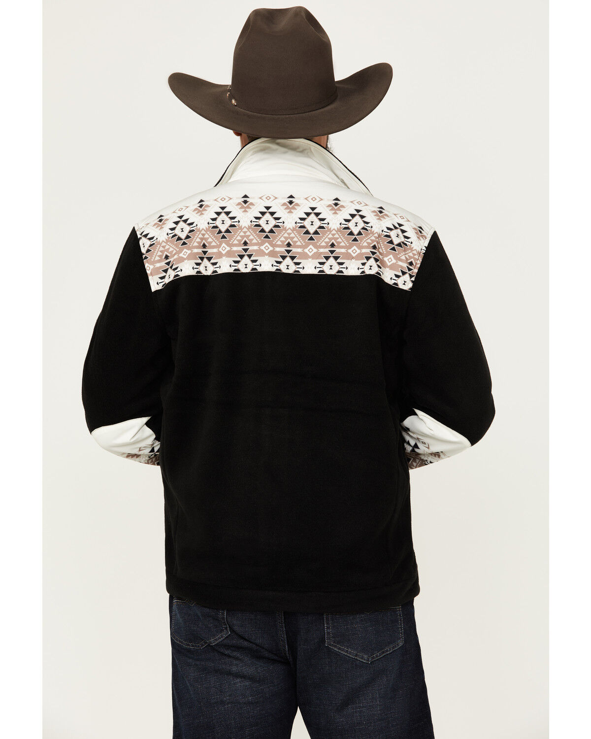 Image #4 - Hooey Men's Southwestern Print Tech Fleece Jacket, Black, hi-res