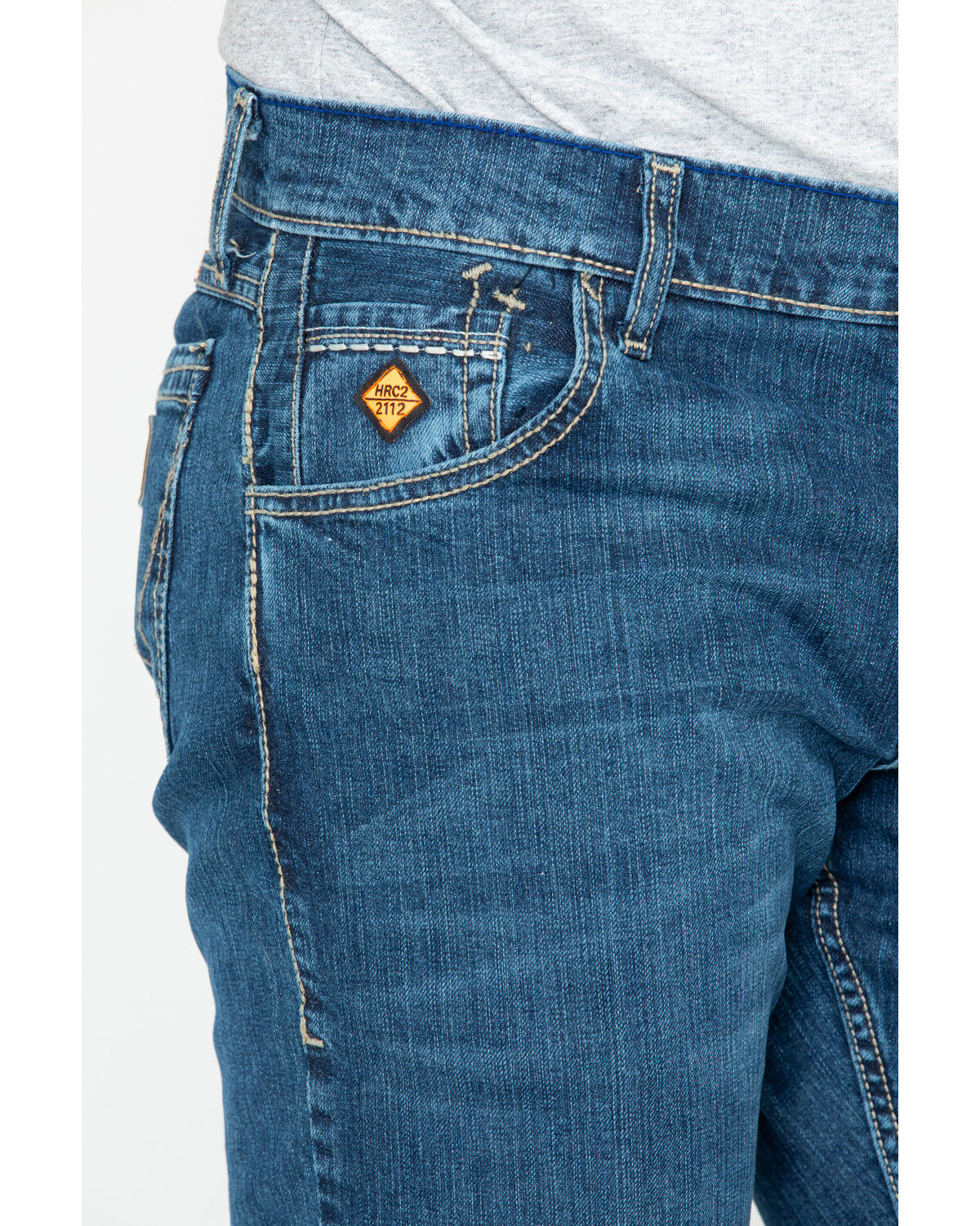 Image #4 - Wrangler Retro Men's FR Advanced Comfort Slim Bootcut Work Jeans, Blue, hi-res