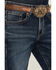 Image #2 - Rock 47 by Wrangler Men's Cowboy Hat Dark Wash Slim Bootcut Stretch Denim Jeans , Dark Medium Wash, hi-res