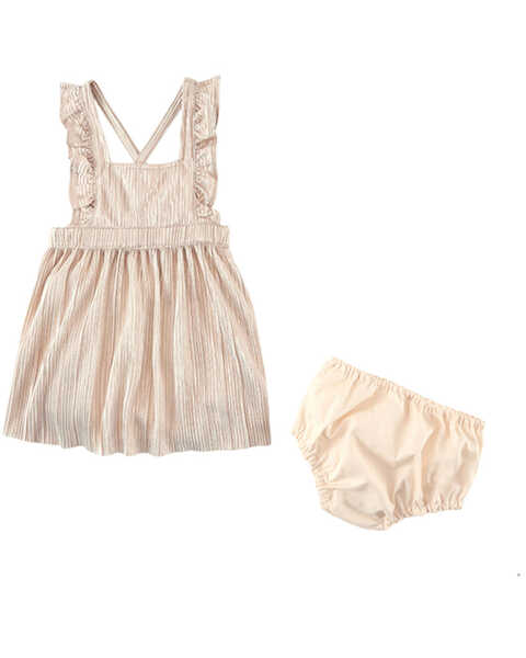 Image #1 - Wrangler Infant Girls' Flutter Sleeve Dress with Diaper Cover , Rose, hi-res