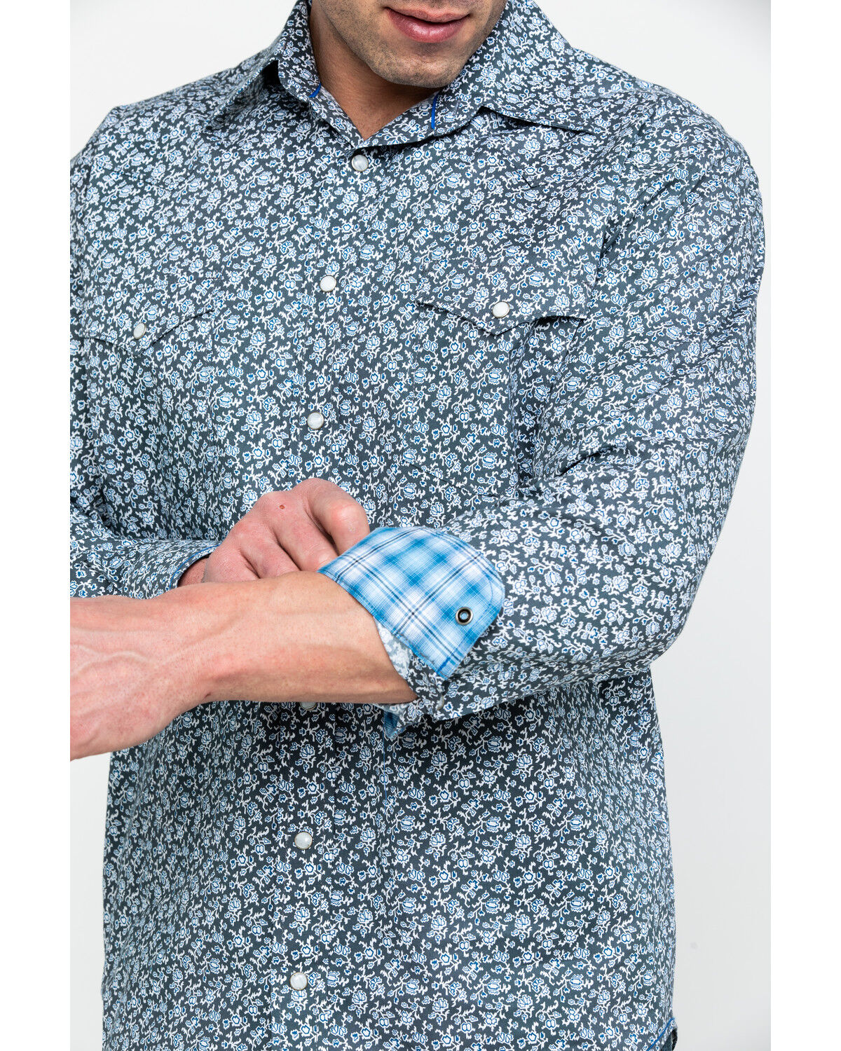 Image #4 - Rough Stock By Panhandle Men's Langunita Vintage Print Long Sleeve Western Shirt, Grey, hi-res