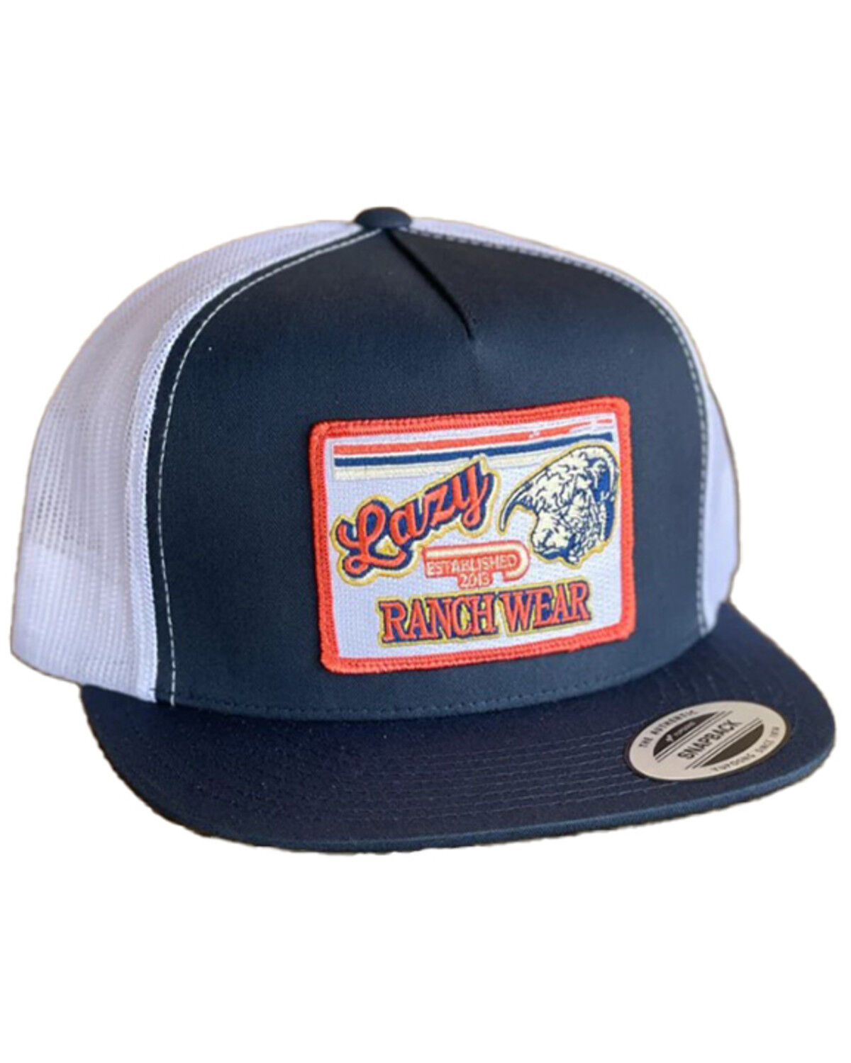 Image #1 - Lazy J Ranch Wear Men's Retro Logo Ball Cap, Navy, hi-res