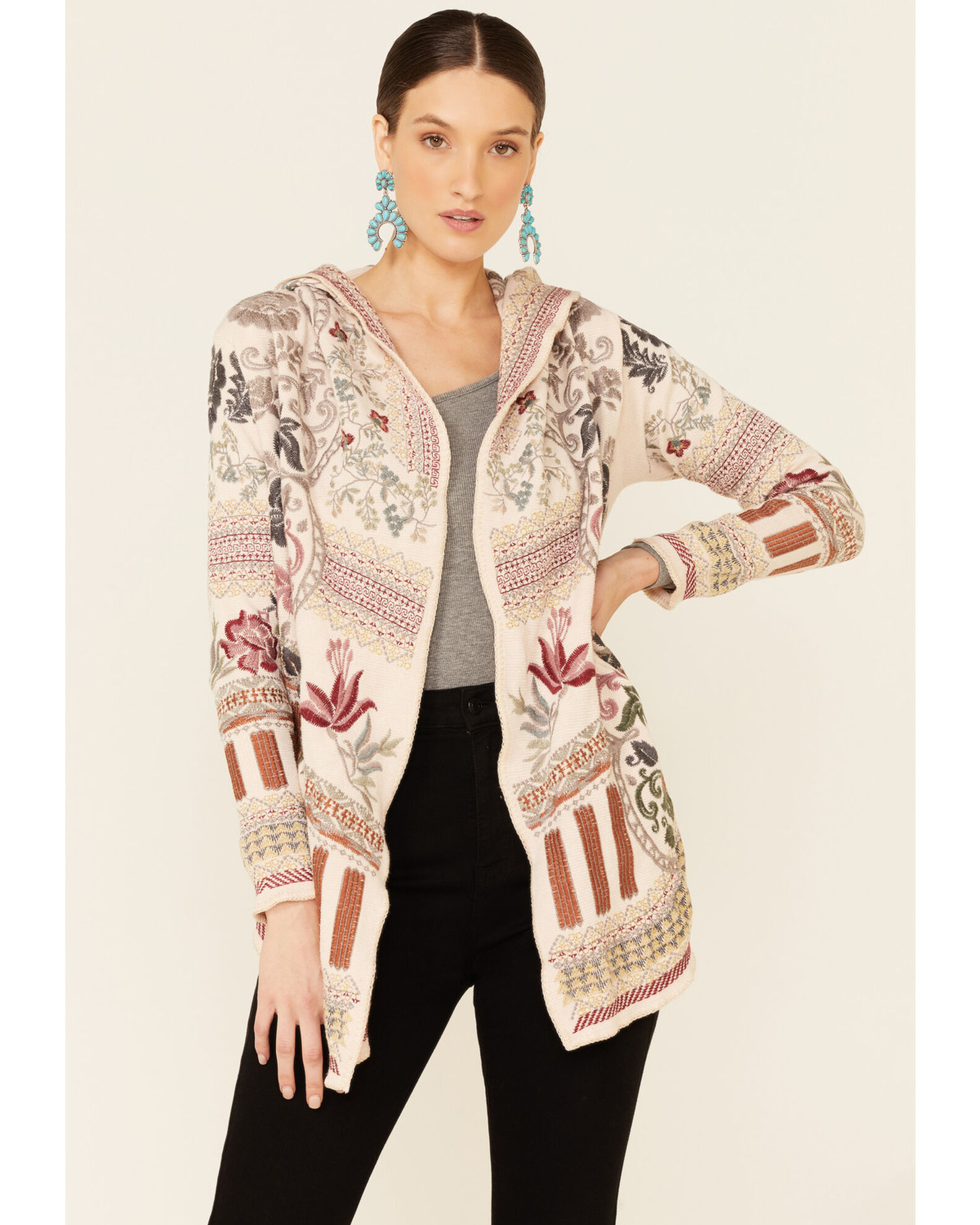 Image #1 - Johnny Was Women's Alabaster Cordelia Short Hoodie Jacket, Cream, hi-res