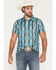 Image #1 - Rock & Roll Denim Men's Southwestern Stripe Short Sleeve Button-Down Stretch Polo Shirt, Teal, hi-res