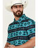 Image #2 - Panhandle Men's Southwestern Print Short Sleeve Performance Polo Shirt, Turquoise, hi-res