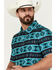 Image #2 - Panhandle Men's Southwestern Print Short Sleeve Performance Polo Shirt , Turquoise, hi-res