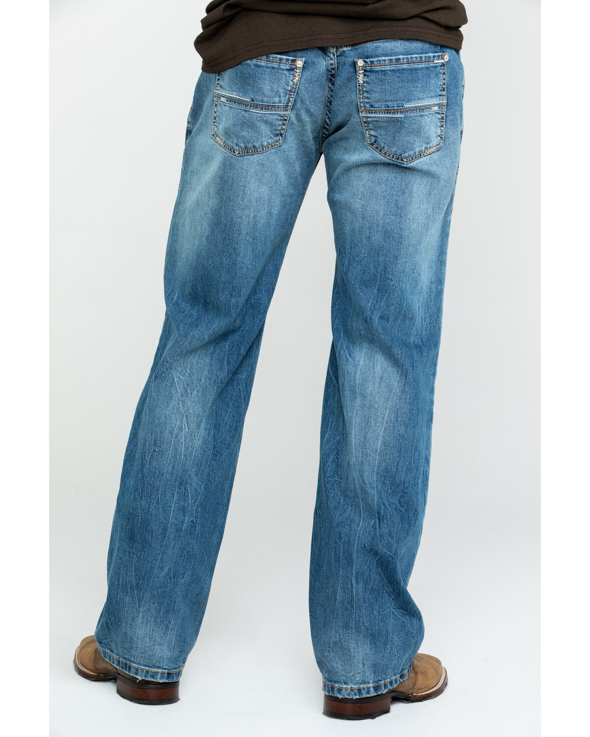 Image #1 - Rock & Roll Denim Men's Pistol Vintage Med Stretch Straight Jeans, Blue, hi-res