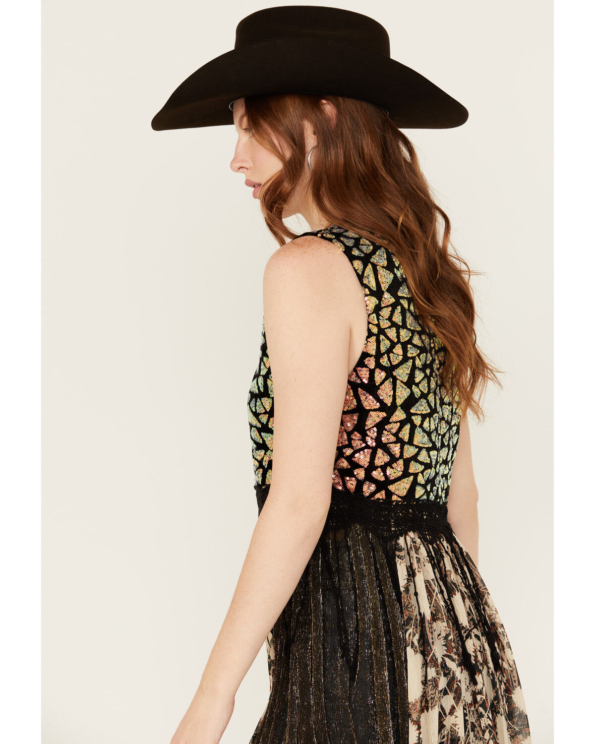 Image #3 - Miss Me Women's Sequins High Low Vest, Multi, hi-res