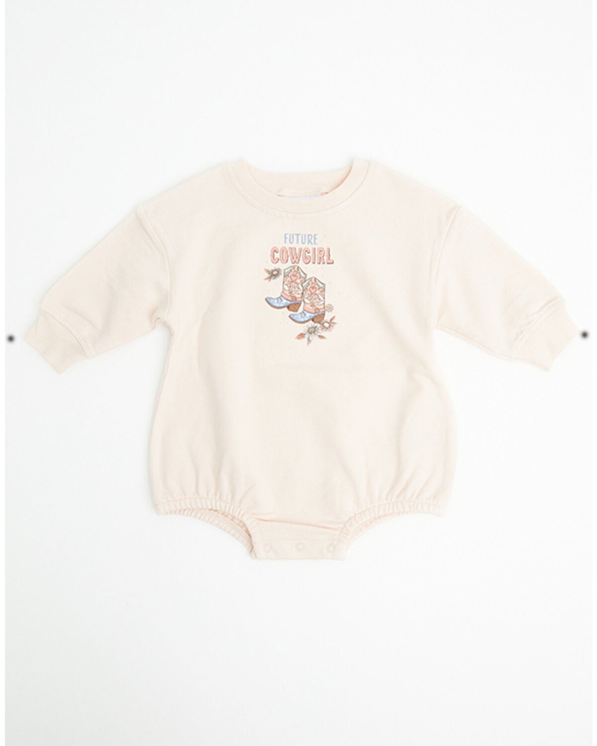 Image #1 - Angel Dear Infant Girls' Future Cowgirl Long Sleeve Snap Onesie, Peach, hi-res