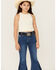 Image #1 - Fornia Girls' Floral High Neck Tank Top, White, hi-res