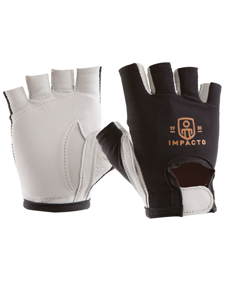 Impacto Anti-Impact Half Finger Gloves - Large , Black/white, hi-res