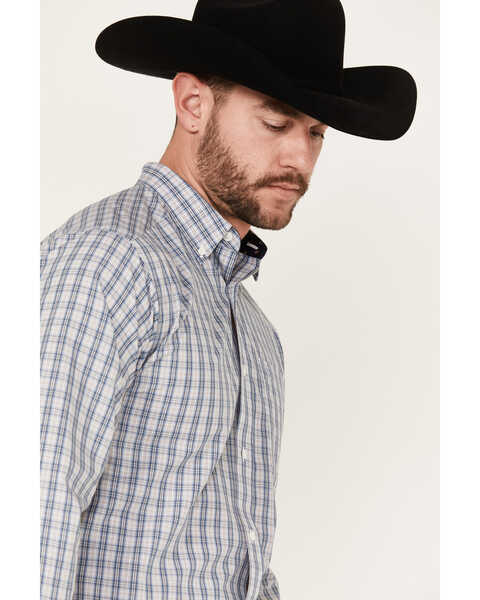 Image #2 - Ariat Men's Kelvin Plaid Print Long Sleeve Button-Down Western Shirt, Blue, hi-res