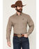 Image #1 - Cinch Men's Geo Print Long Sleeve Button-Down Western Shirt, Khaki, hi-res