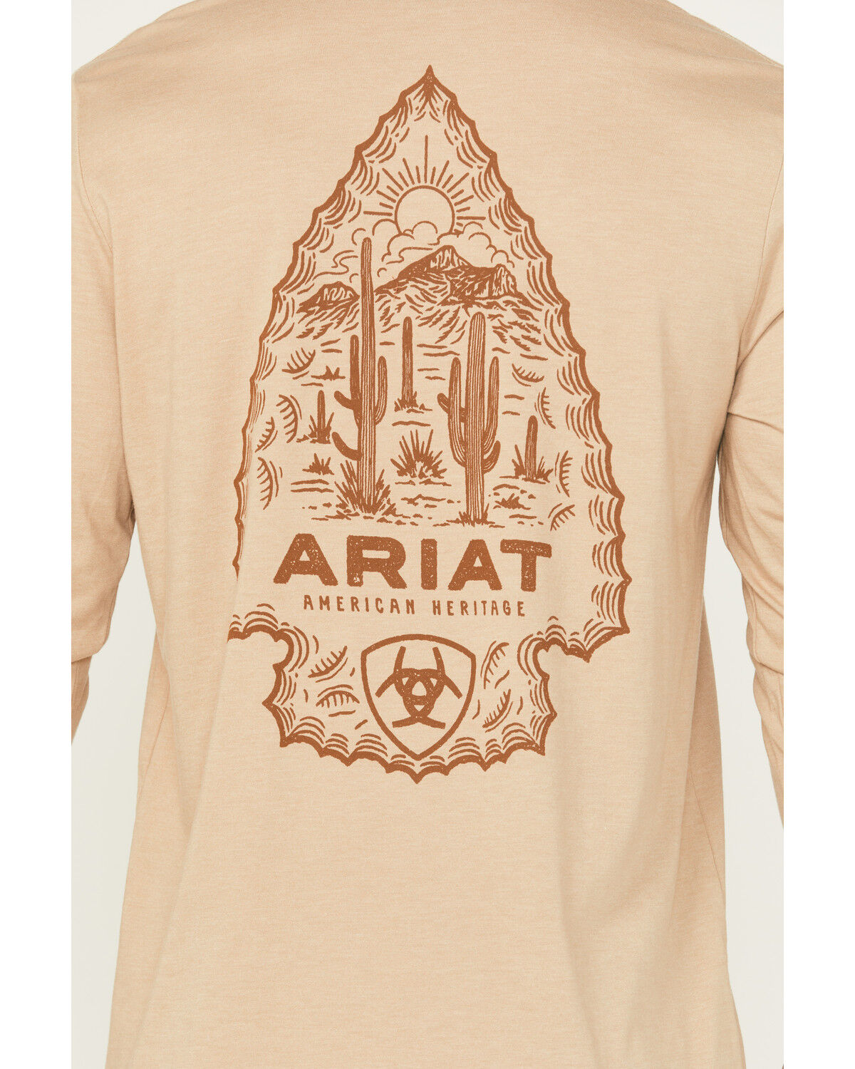 Image #4 - Ariat Men's Boot Barn Exclusive Stone Arrowhead Long Sleeve Graphic T-Shirt, Sand, hi-res