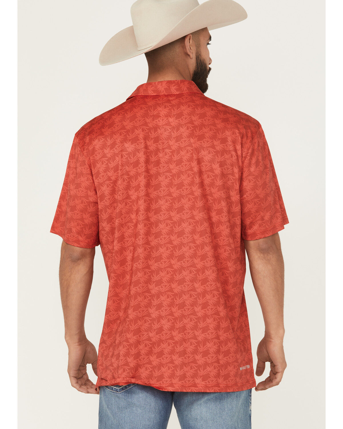 Image #4 - Ariat Men's 360 Airflow Printed Short Sleeve Button-Down Polo Shirt, Red, hi-res