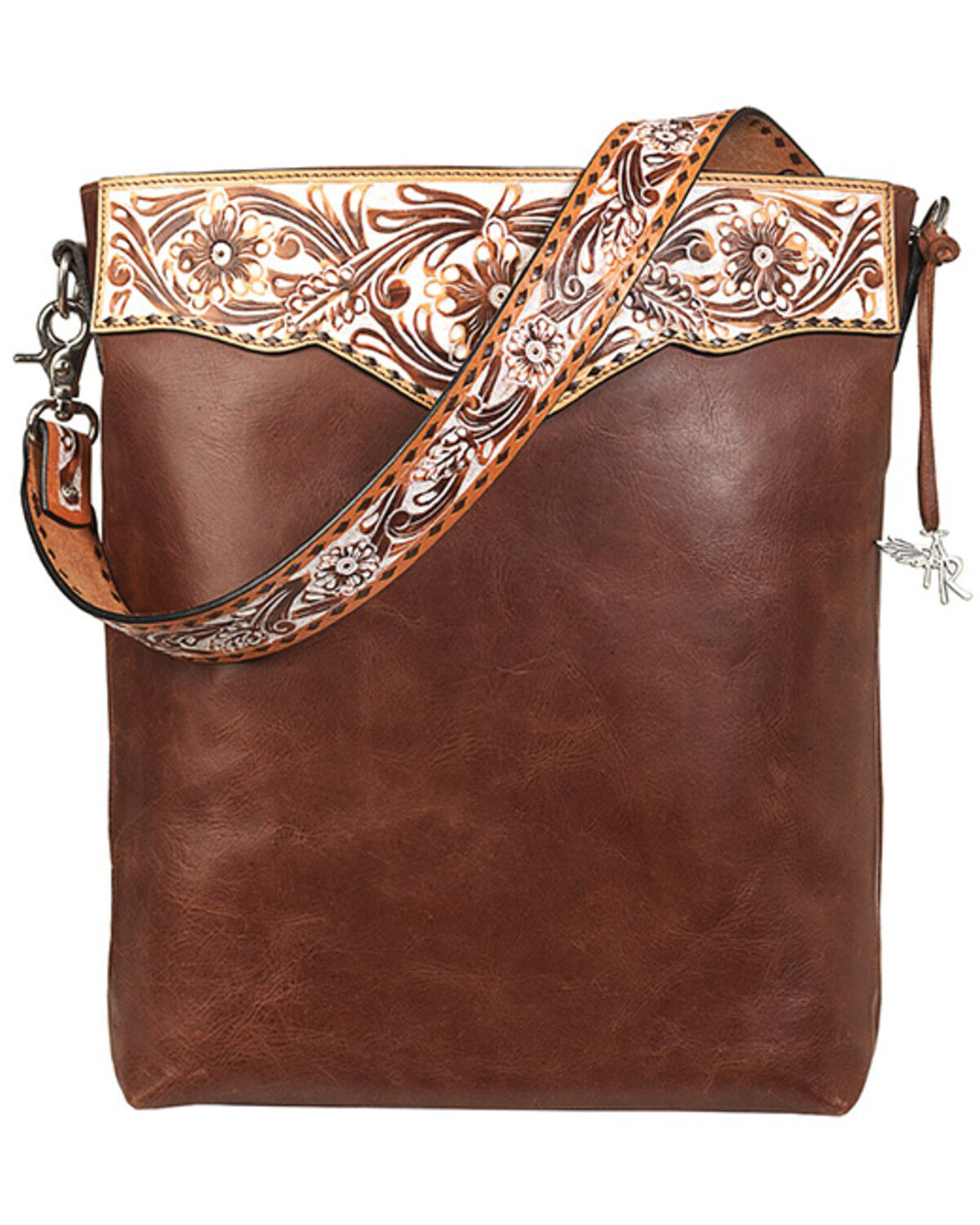 Image #1 - Angel Ranch Women's White Washed Daisy Crossbody, Brown, hi-res