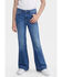 Image #2 - 7 For All Mankind Girls' Moonwater Medium Wash Mini Dojo Trouser Stretch Denim Jeans, Medium Wash, hi-res