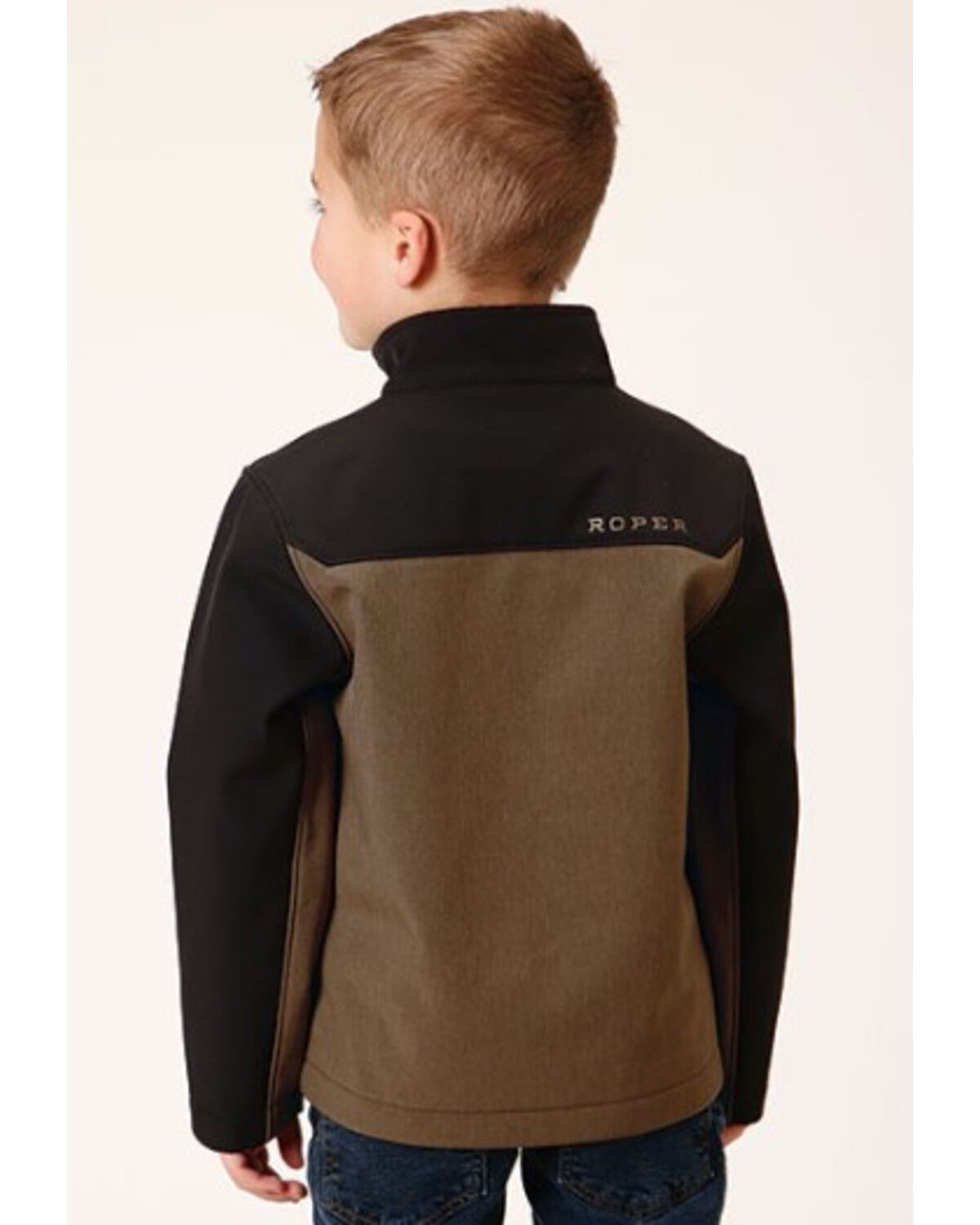 Image #2 - Roper Boys' Pieced Softshell Jacket, Brown, hi-res