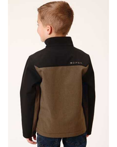 Image #2 - Roper Boys' Pieced Softshell Jacket , Brown, hi-res
