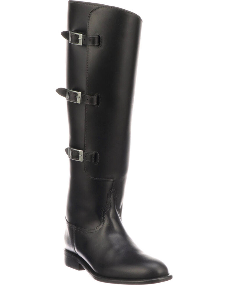 Lucchese Women's Handmade Bruna Black Buckle Fashion Boots - Round Toe, Black, hi-res