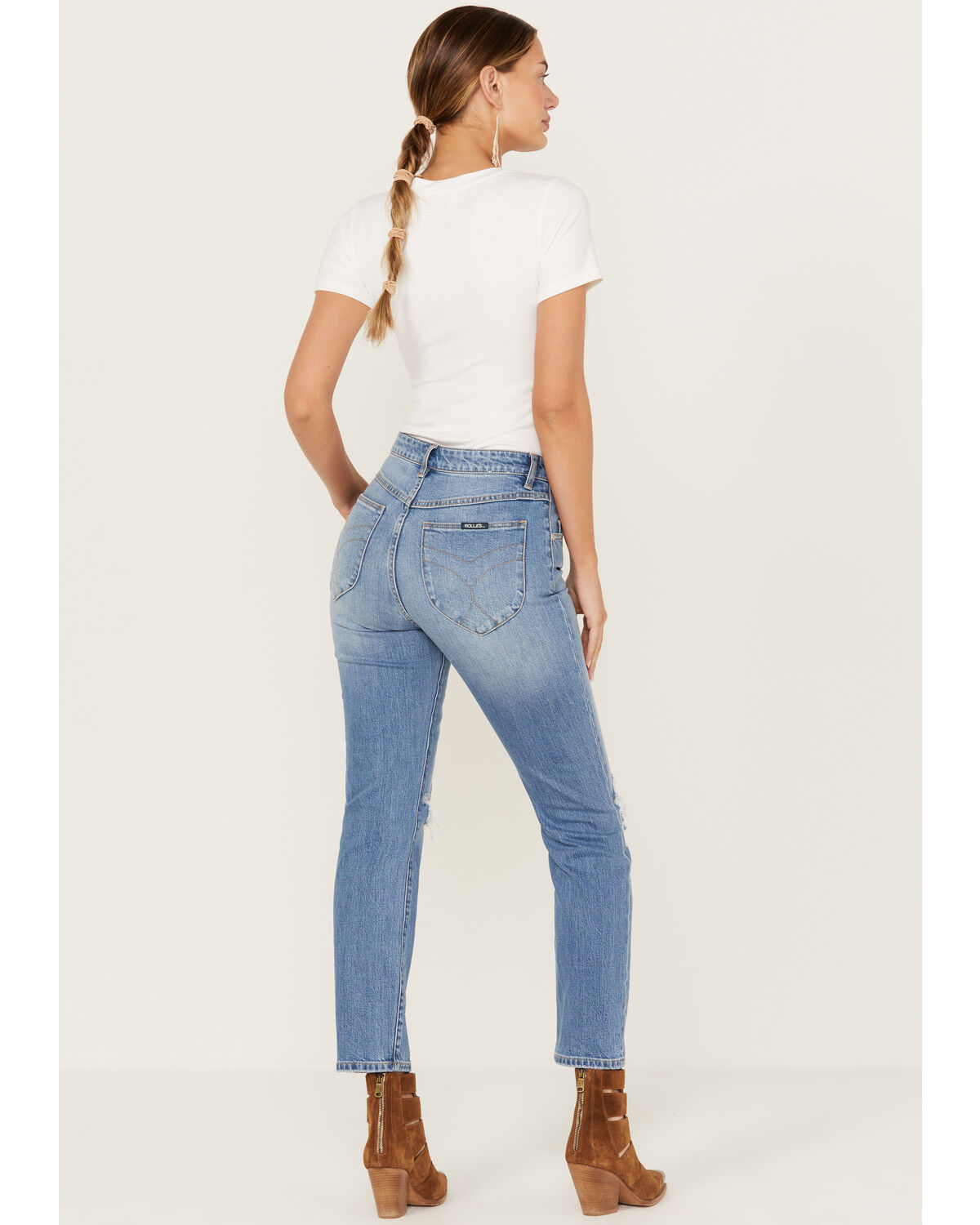 Image #3 - Rolla's Women's Medium Wash Mid Rise Miller Cropped Jeans, Blue, hi-res