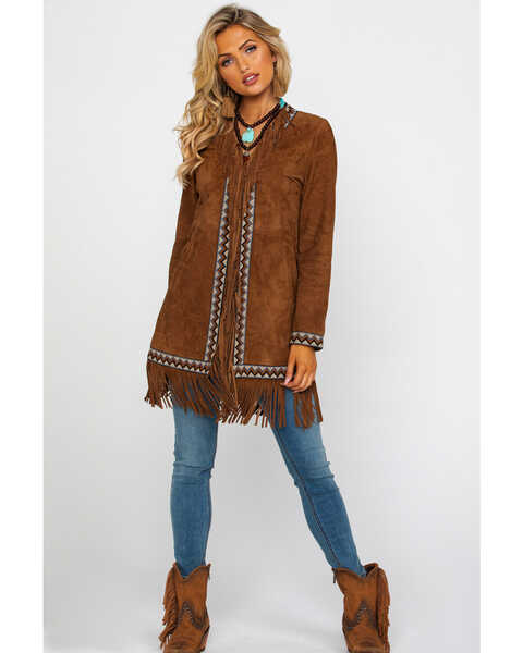 Image #6 - Leatherwear by Scully Women's Cinnamon Boar Suede Embroidered Band Coat, , hi-res