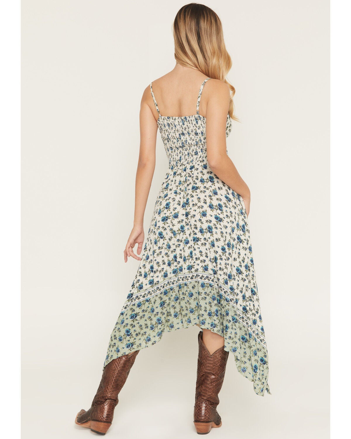 Image #4 - Angie Women's Border Print Front Twist Sleeveless Midi Dress, Ivory, hi-res