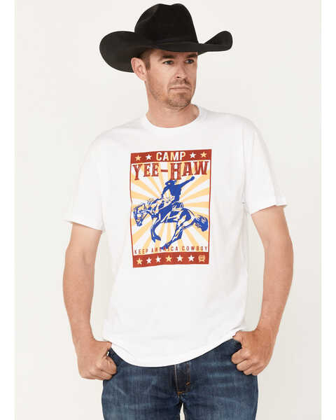 Image #1 - Cinch Men's Camp Yee-Haw Rodeo Graphic T-Shirt , Cream, hi-res