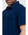 Hawx Men's Navy Solid Yarn Dye Two Pocket Short Sleeve Work Shirt - Tall , Navy, hi-res