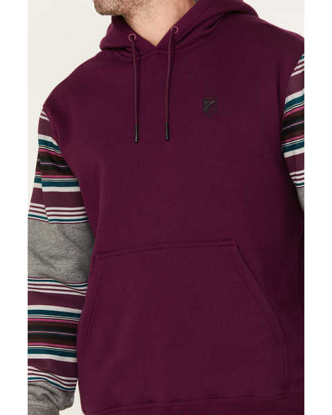 Image #3 - RANK 45® Renegade Striped Sleeve Hooded Sweatshirt, Purple, hi-res