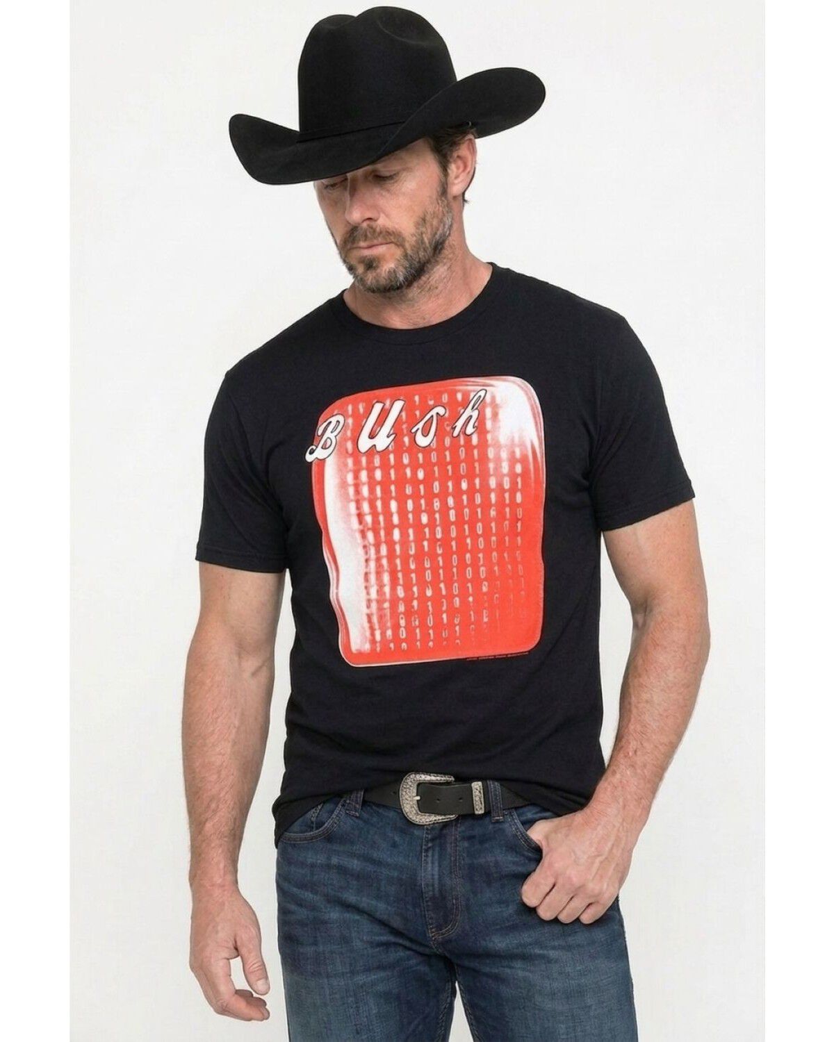 Americana Men's Bush Sixteen Stone Short Sleeve Graphic T-Shirt, Black, hi-res