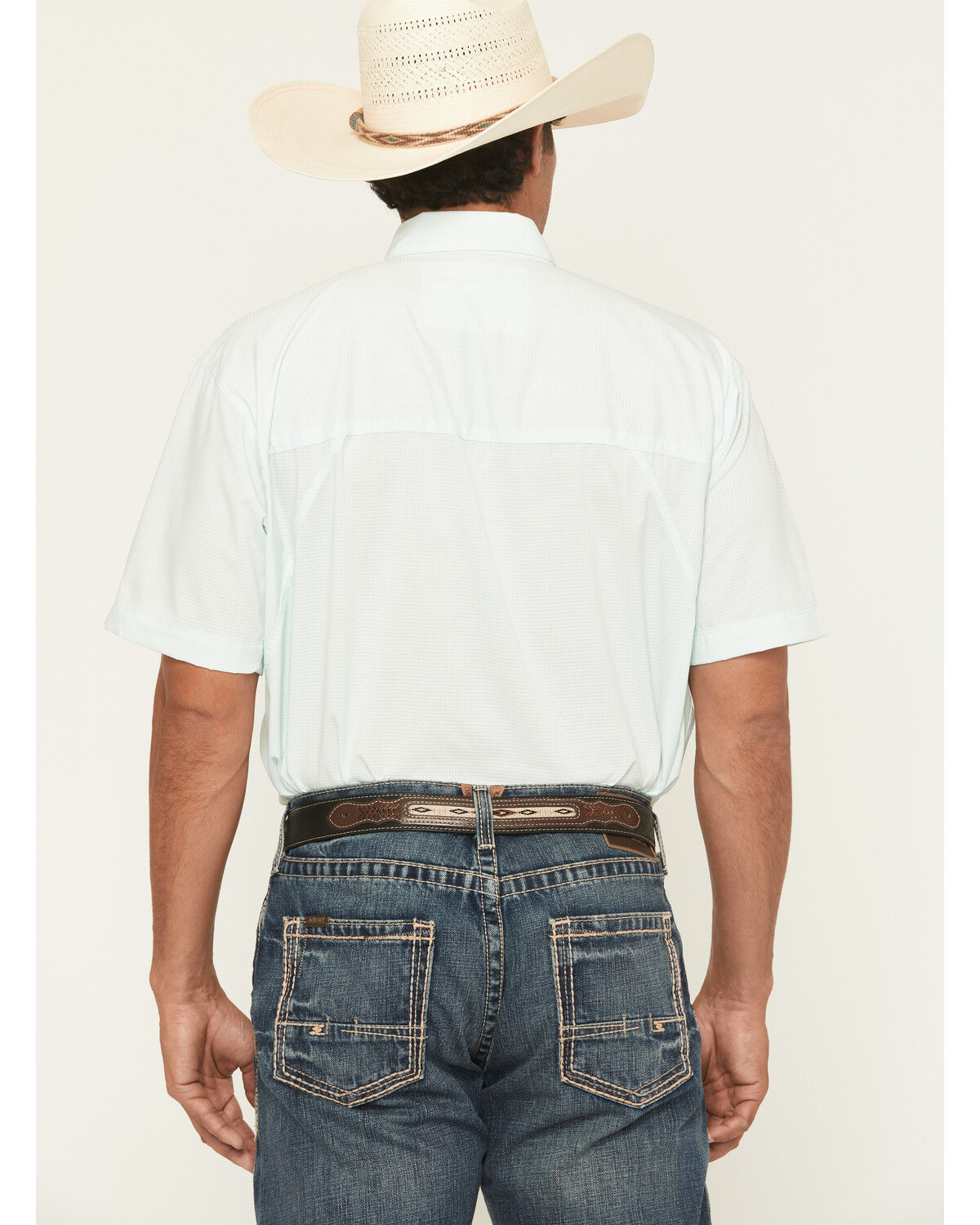 Image #4 - Ariat Men's 360 Airflow Classic Solid Long Sleeve Button-Down Performance Western Shirt, Aqua, hi-res