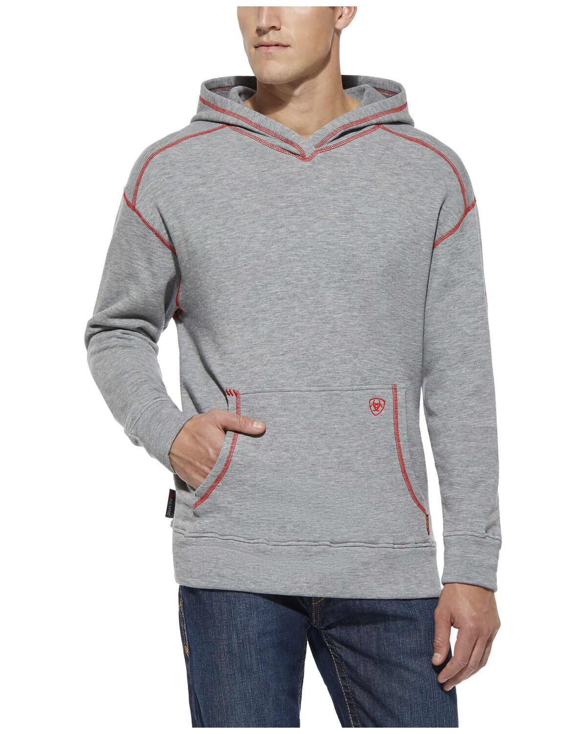 Image #1 - Ariat Men's FR Polartec Work Hooded Sweatshirt - Big, Grey, hi-res