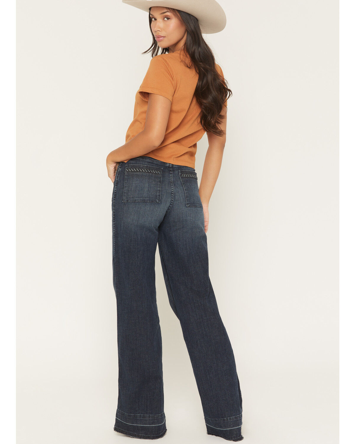 Image #3 - Ariat Women's Dark Wash Ultra High Rise Jill Wide Leg Stretch Denim Jeans, Dark Wash, hi-res