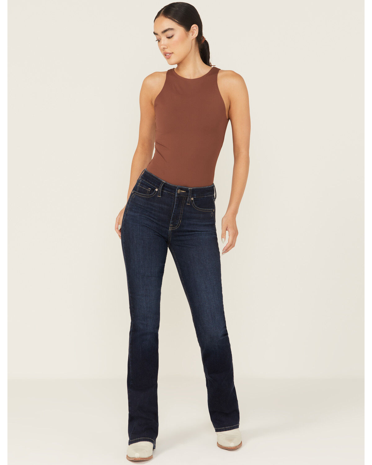 Image #1 - Shyanne Women's Celeste Dark Wash High Rise Sculpt Bootcut Stretch Denim Jeans, Dark Wash, hi-res