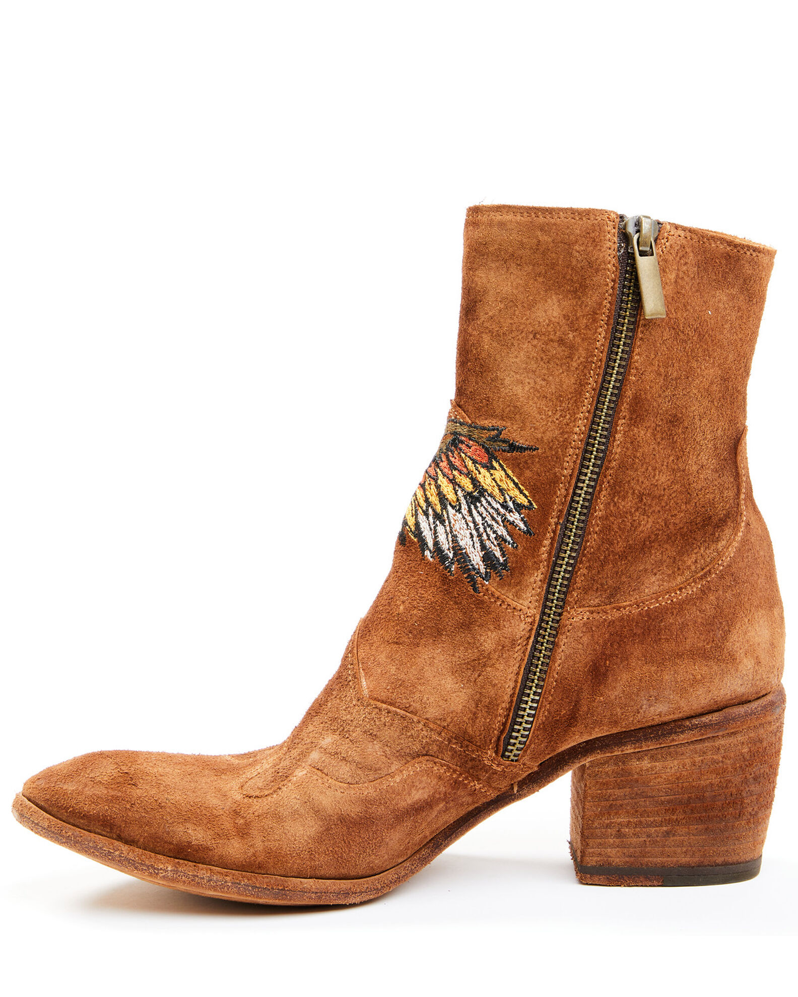 Image #3 - Marco Delli Women's Embroidered Eagle Fashion Booties - Round Toe, Cognac, hi-res