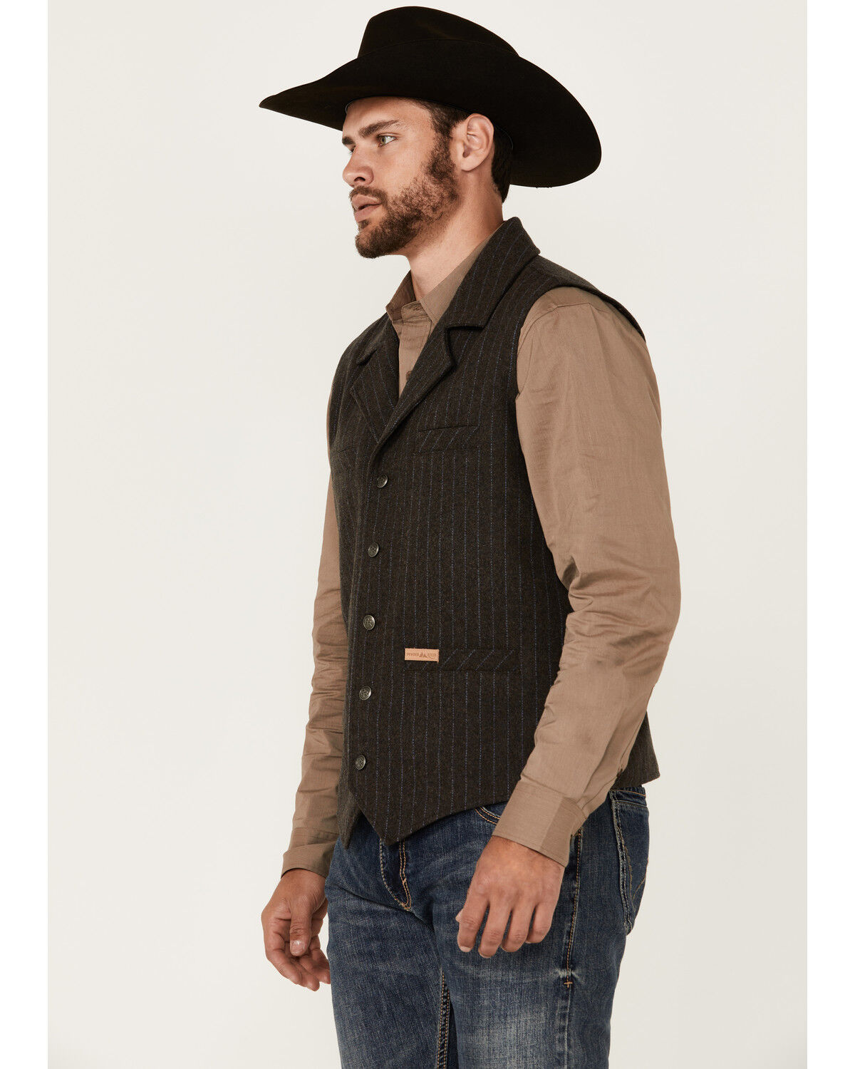 Image #2 - Powder River Outfitters Men's Montana Striped Wool Vest, Dark Brown, hi-res