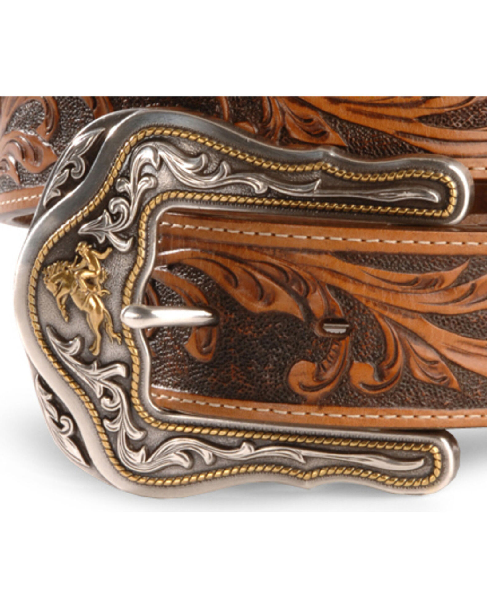 Image #2 - Tony Lama Men's Western Ride Leather Belt, Tan, hi-res