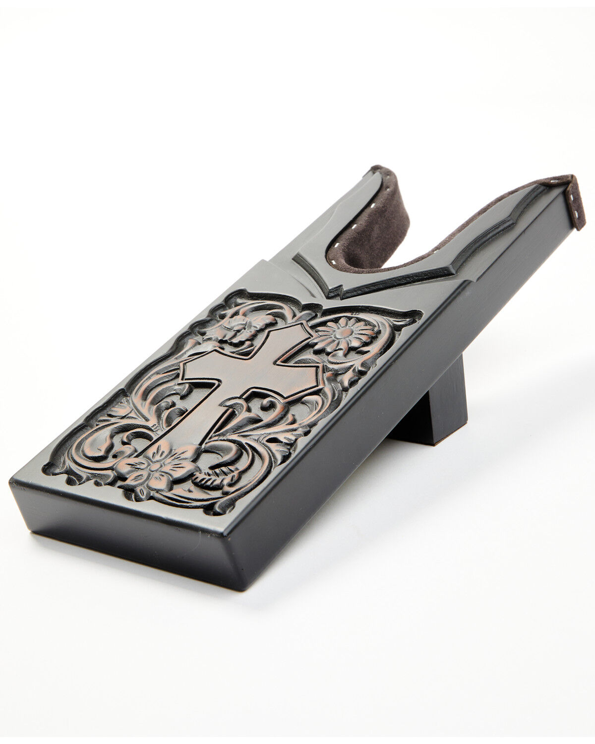 Image #1 - Boot Barn Tooled Cross Boot Jack, Dark Brown, hi-res