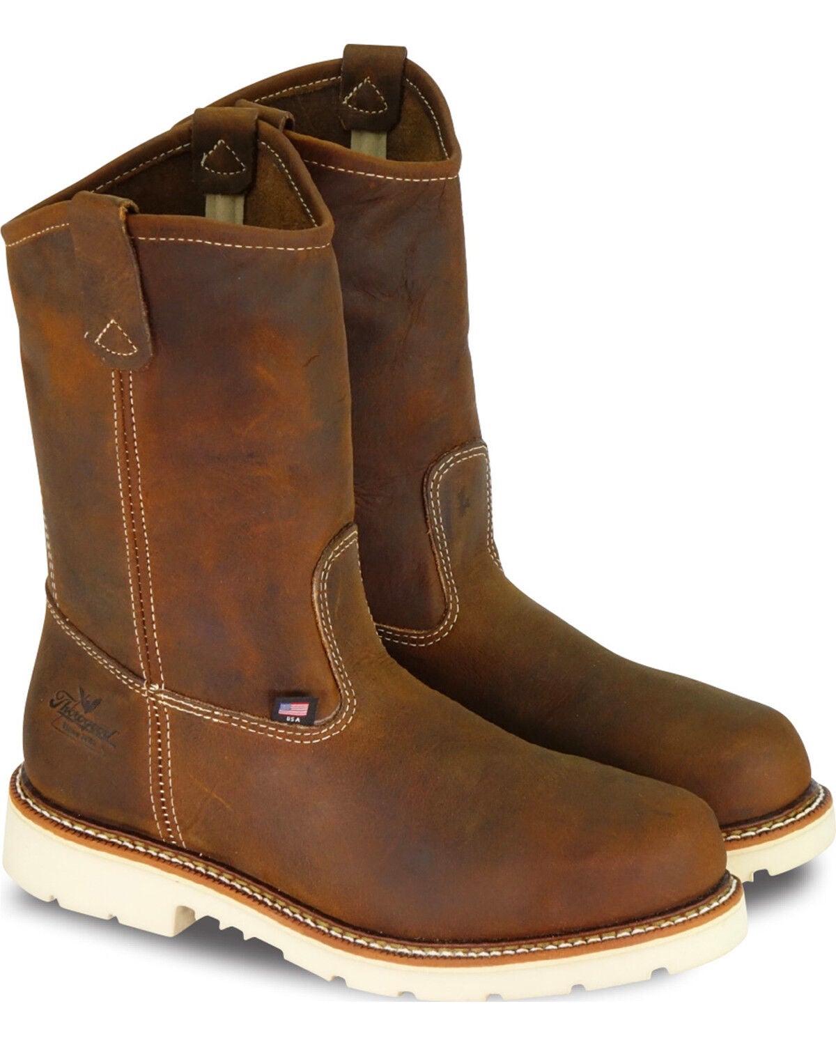 Thorogood Men's 11" American Heritage MAXWear 90 USA Wellington Work Boots - Steel Toe, Brown, hi-res