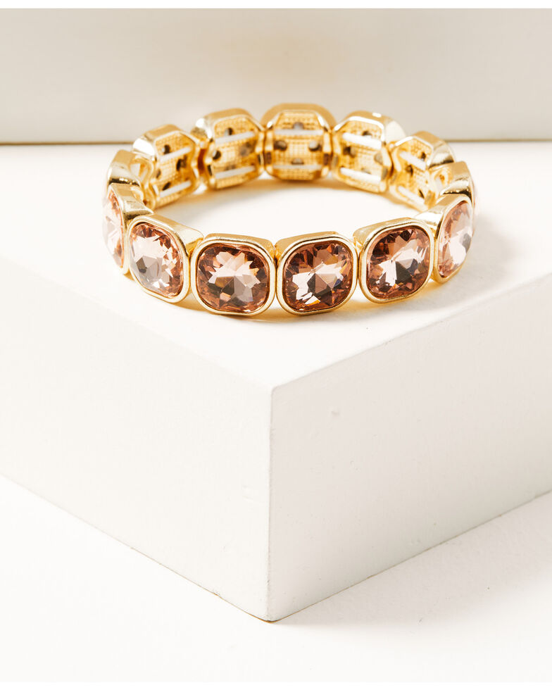 Keep it Gypsy Women's 5-piece Gold & Pink Leopard Beaded Bracelet Set, Pink, hi-res