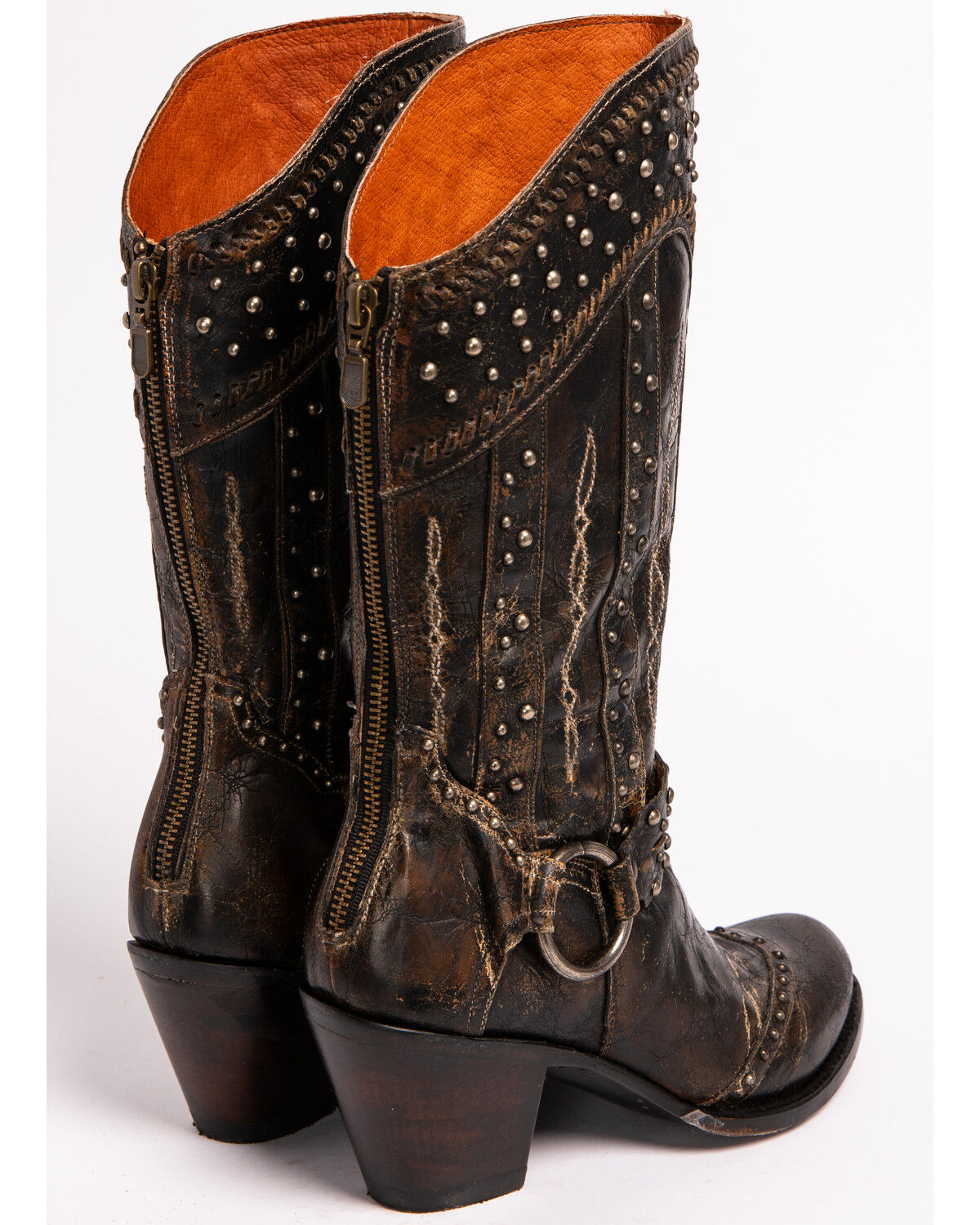 black studded cowgirl boots