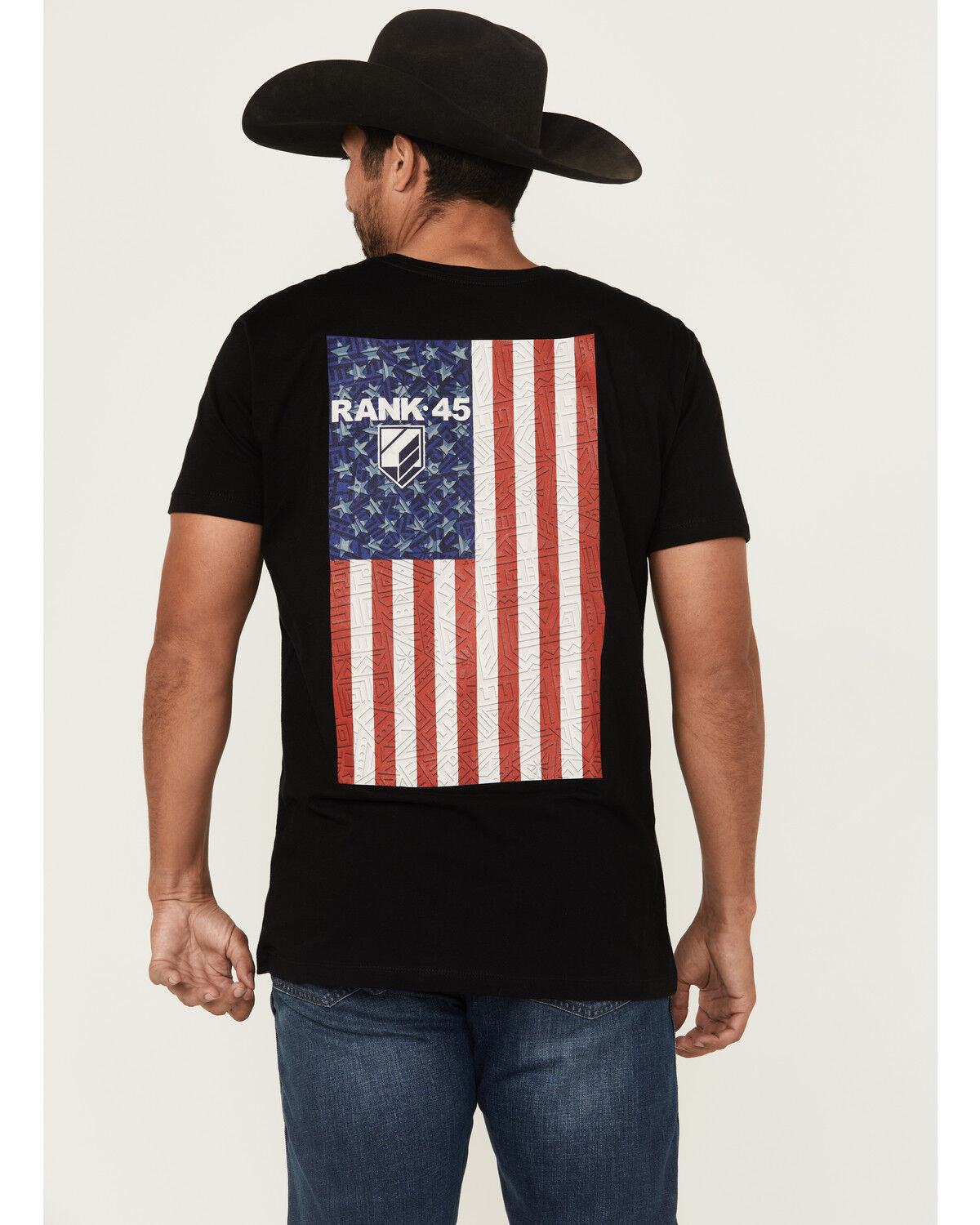 Image #1 - RANK 45® Men's Carter American Flag Short Sleeve Graphic T-Shirt, Black, hi-res